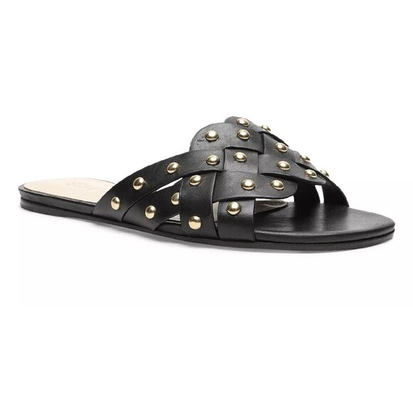 Schutz Shoes - Schutz Womens Betisa Black Open-Toe Studded Slip-On Slide Sandals Size 8.5B